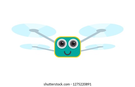 Drone Vector Illustration. Quadcopter transporting concept. Flat style design.