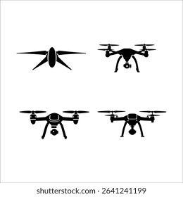 Drone vector illustration set collection for aerial photography and videography design concept black and white