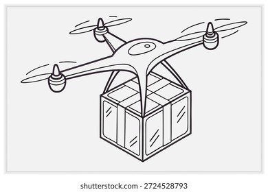 Drone Vector Illustration Set UAV, Aerial Technology, Quadcopter, Remote Control Drone