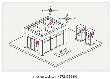 Drone Vector Illustration Set UAV, Aerial Technology, Quadcopter, Remote Control Drone