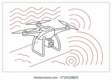 Drone Vector Illustration Set UAV, Aerial Technology, Quadcopter, Remote Control Drone