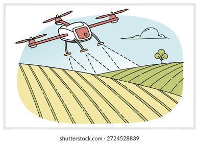 Drone Vector Illustration Set UAV, Aerial Technology, Quadcopter, Remote Control Drone