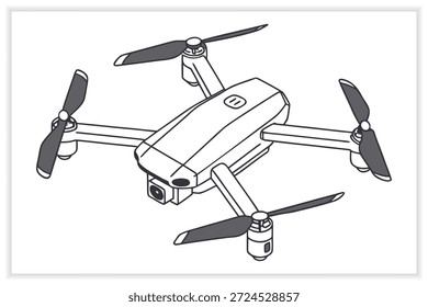Drone Vector Illustration Set UAV, Aerial Technology, Quadcopter, Remote Control Drone