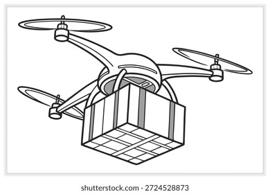 Drone Vector Illustration Set UAV, Aerial Technology, Quadcopter, Remote Control Drone