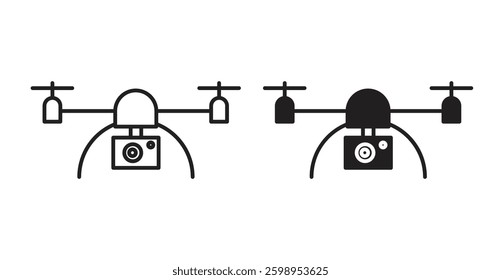 Drone vector line icon illustration collection.