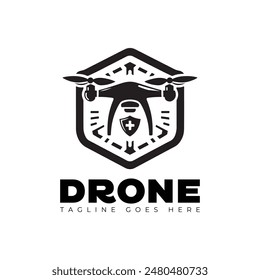 drone vector logo design style template black and white 