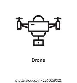 Ilustración de diseño del icono de contorno del vector de drones. Símbolo de ingeniería sobre archivo EPS 10 de fondo blanco