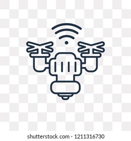 Drone vector outline icon isolated on transparent background, high quality linear Drone transparency concept can be used web and mobile