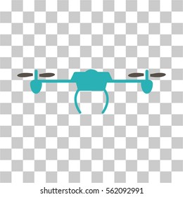 Drone vector pictogram. Illustration style is flat iconic bicolor grey and cyan symbol on a transparent background.