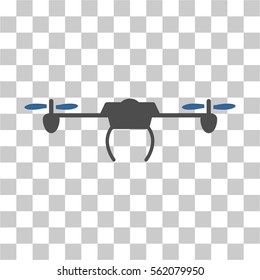 Drone vector pictograph. Illustration style is flat iconic bicolor cobalt and gray symbol on a transparent background.