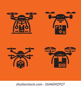 drone vector set silhouette for commercial use 