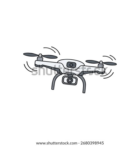 Drone vector. Unmanned, remotely piloted, multicopter surveillance vehicle, wireless robotic helicopter technology.