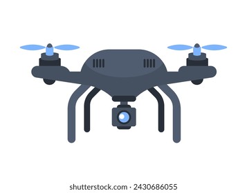 Drone with video camera. Quadcopter Aerial drone. Vector illustration