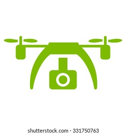 Drone Video Camera vector icon. Style is flat symbol, eco green color, rounded angles, white background.