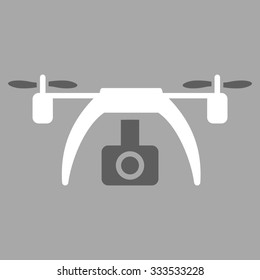 Drone Video Camera vector icon. Style is bicolor flat symbol, dark gray and white colors, rounded angles, silver background.