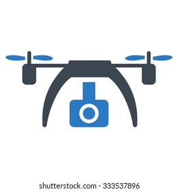 Drone Video Camera vector icon. Style is bicolor flat symbol, smooth blue colors, rounded angles, white background.