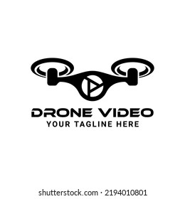 Drone Videographer Logo. Play Video Black Icon Symbol Template Vector
