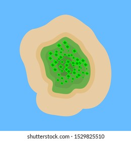 Drone View Illustration Flat Island Vector Design