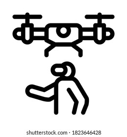 drone vr glasses remote controle icon vector. drone vr glasses remote controle sign. isolated contour symbol illustration