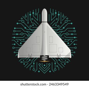 Drone War Suicide Loitering Munition, vector illustration.
