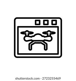 Ícone de site de drone, gráficos de vetor de linha