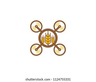 Drone Wheat Icon Logo Design Element