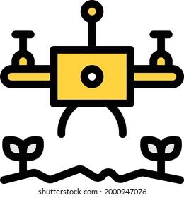 drone with white background. drone is a symbol of artificial intelligence.colour line icon.