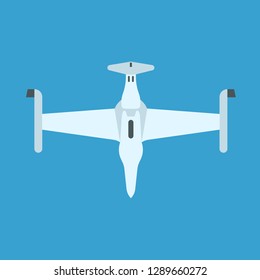 Drone white color top view vector icon. Flight equipment travel transport wireless camera business. Flat robot industry