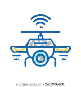 drone with wifi and camera doodle icon sketch vector. drone with wifi and camera sign. isolated symbol illustration