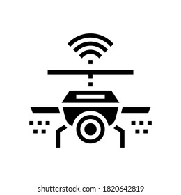 drone with wifi and camera glyph icon vector. drone with wifi and camera sign. isolated contour symbol black illustration