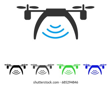 Drone Wifi Repeater flat vector pictograph. Colored drone wifi repeater gray, black, blue, green icon variants. Flat icon style for application design.