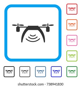 Drone Wifi Repeater icon. Flat grey iconic symbol inside a light blue rounded square. Black, gray, green, blue, red, orange color variants of Drone Wifi Repeater vector.