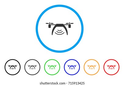 Drone Wifi Repeater icon. Vector illustration style is a flat iconic drone wifi repeater gray rounded symbol inside light blue circle with black, gray, green, blue, red, orange color variants.