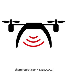 Drone Wifi Repeater vector icon. Style is bicolor flat symbol, intensive red and black colors, rounded angles, white background.