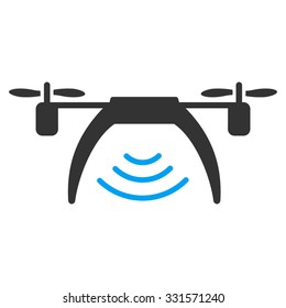 Drone Wifi Repeater vector icon. Style is bicolor flat symbol, blue and gray colors, rounded angles, white background.