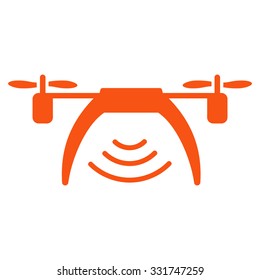 Drone Wifi Repeater vector icon. Style is flat symbol, orange color, rounded angles, white background.