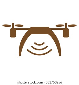 Drone Wifi Repeater vector icon. Style is flat symbol, brown color, rounded angles, white background.