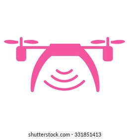 Drone Wifi Repeater vector icon. Style is flat symbol, pink color, rounded angles, white background.