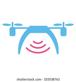Drone Wifi Repeater vector icon. Style is bicolor flat symbol, pink and blue colors, rounded angles, white background.