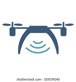 Drone Wifi Repeater vector icon. Style is bicolor flat symbol, cyan and blue colors, rounded angles, white background.