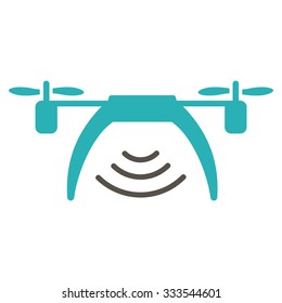 Drone Wifi Repeater vector icon. Style is bicolor flat symbol, grey and cyan colors, rounded angles, white background.