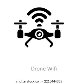concepto de icono de tecnología inalámbrica y de tecnología de drone