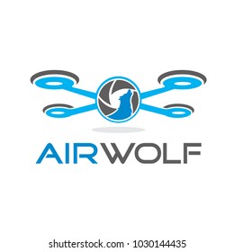 drone of wolf logo designs