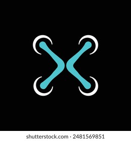 Drone X Letter Fly Tech Abstract Logo