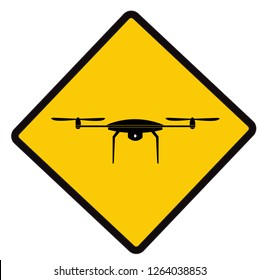 Drone zone, caution road symbol sign and traffic symbol design concept, vector illustration.