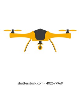 Drones with action camera. Flat design. Drone quadrocopter