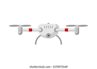 Drones aerial drone with camera flat vector illustration on white background