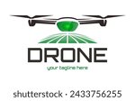Drones for Agriculture logo. The future of Farming and Agriculture concept. Helicopter Irrigation.  