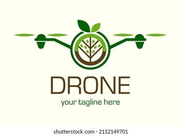 Logo de Drones para la Agricultura. El futuro del concepto de agricultura y agricultura. Helicóptero Riego.  