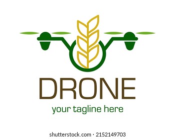 Logo de Drones para la Agricultura. El futuro del concepto de agricultura y agricultura. Helicóptero Riego.  